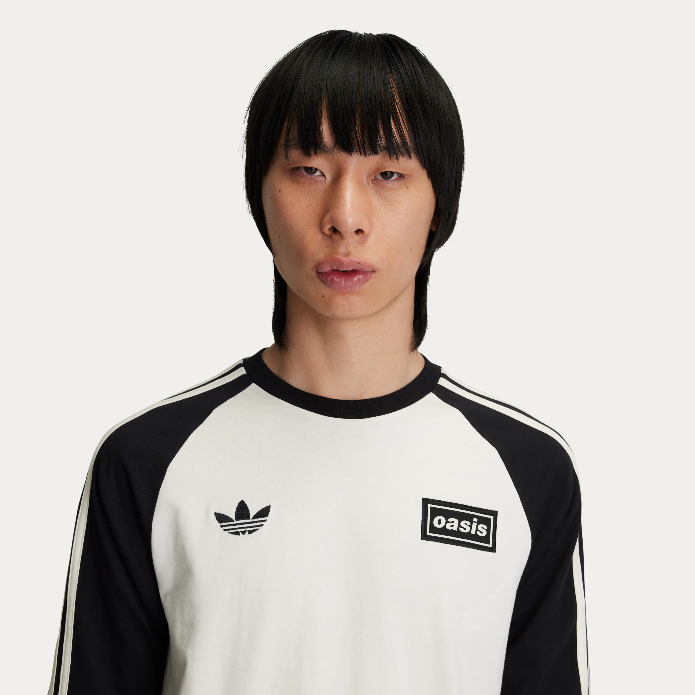 Live '25 adidas 3 Stripes Long Sleeve T-Shirt Cream/Black - Image 3