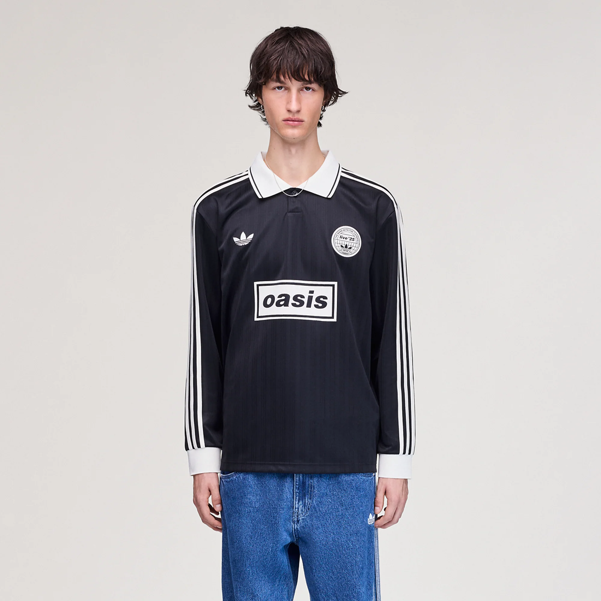 Live '25 adidas Long Sleeve Football Shirt Black/Cream White - Image 3