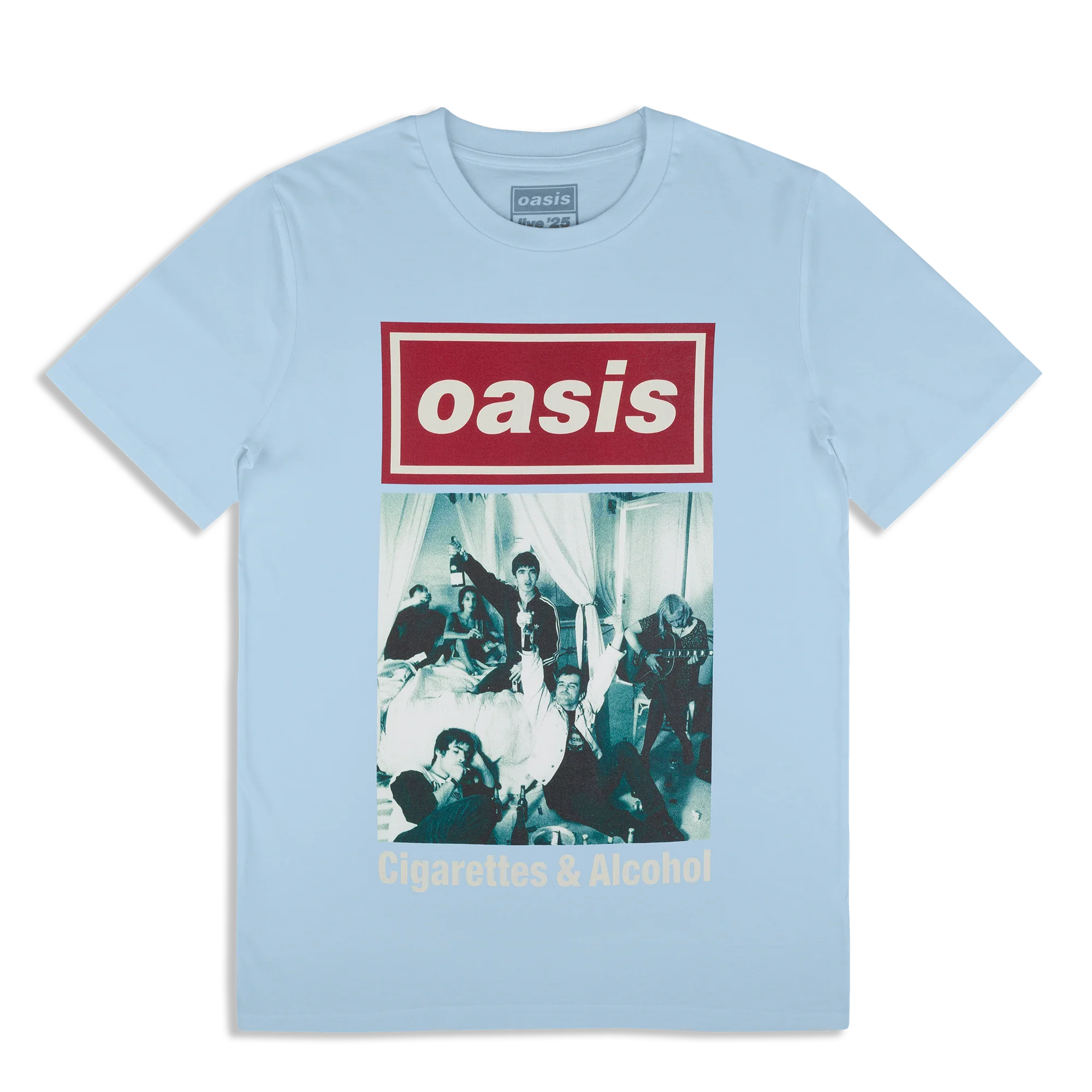 Live '25 Cigarettes & Alcohol Cover T-Shirt Blue