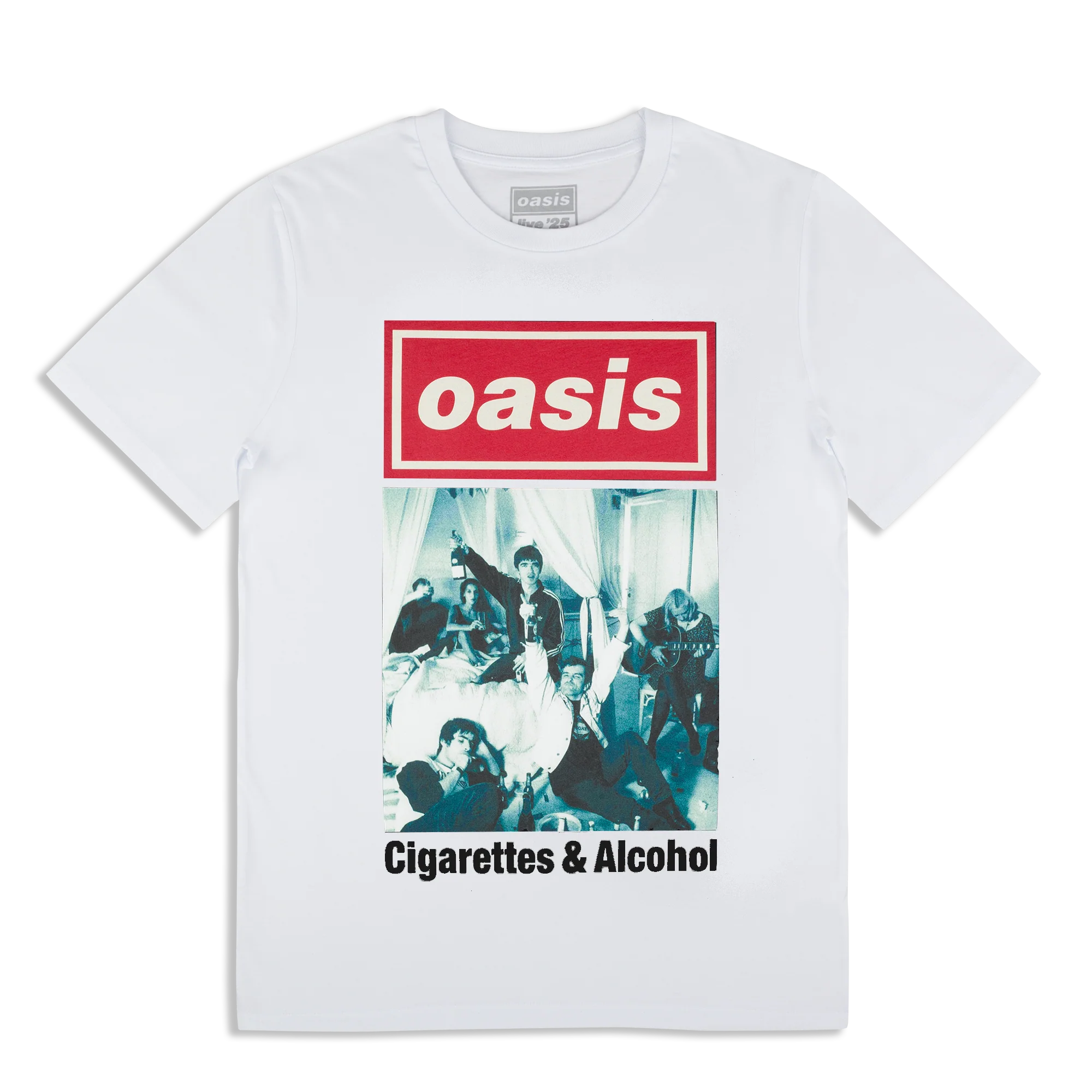 Live '25 Cigarettes & Alcohol Cover T-Shirt White